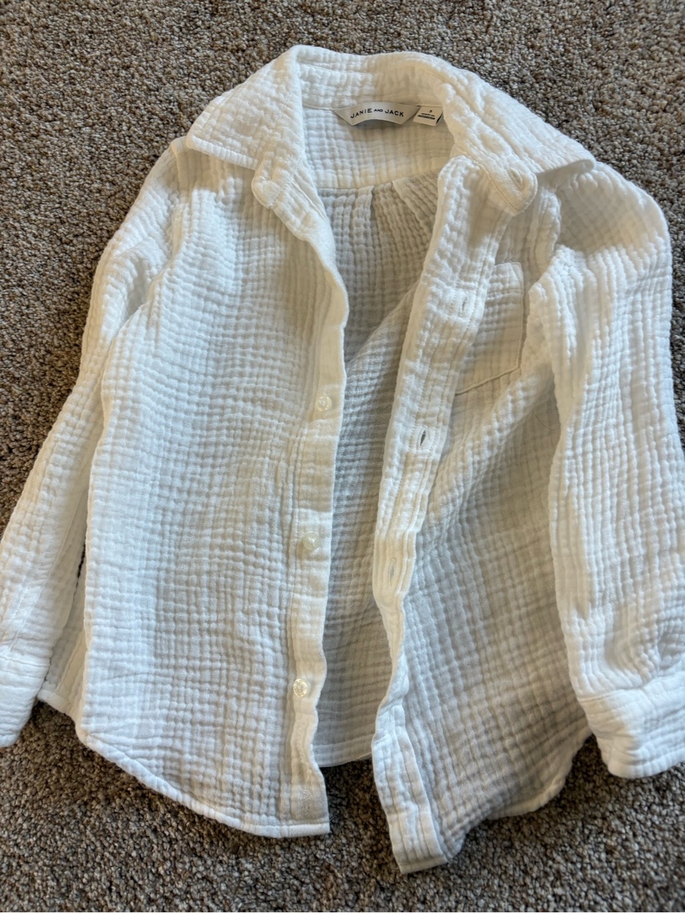 Janie and Jack White Gauze Button-Down Shirt for Kids